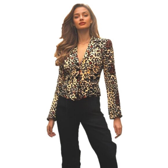Cache Congo Animal Print Vintage Cropped Fitted Statement Jacket Size 12 - Picture 1 of 10